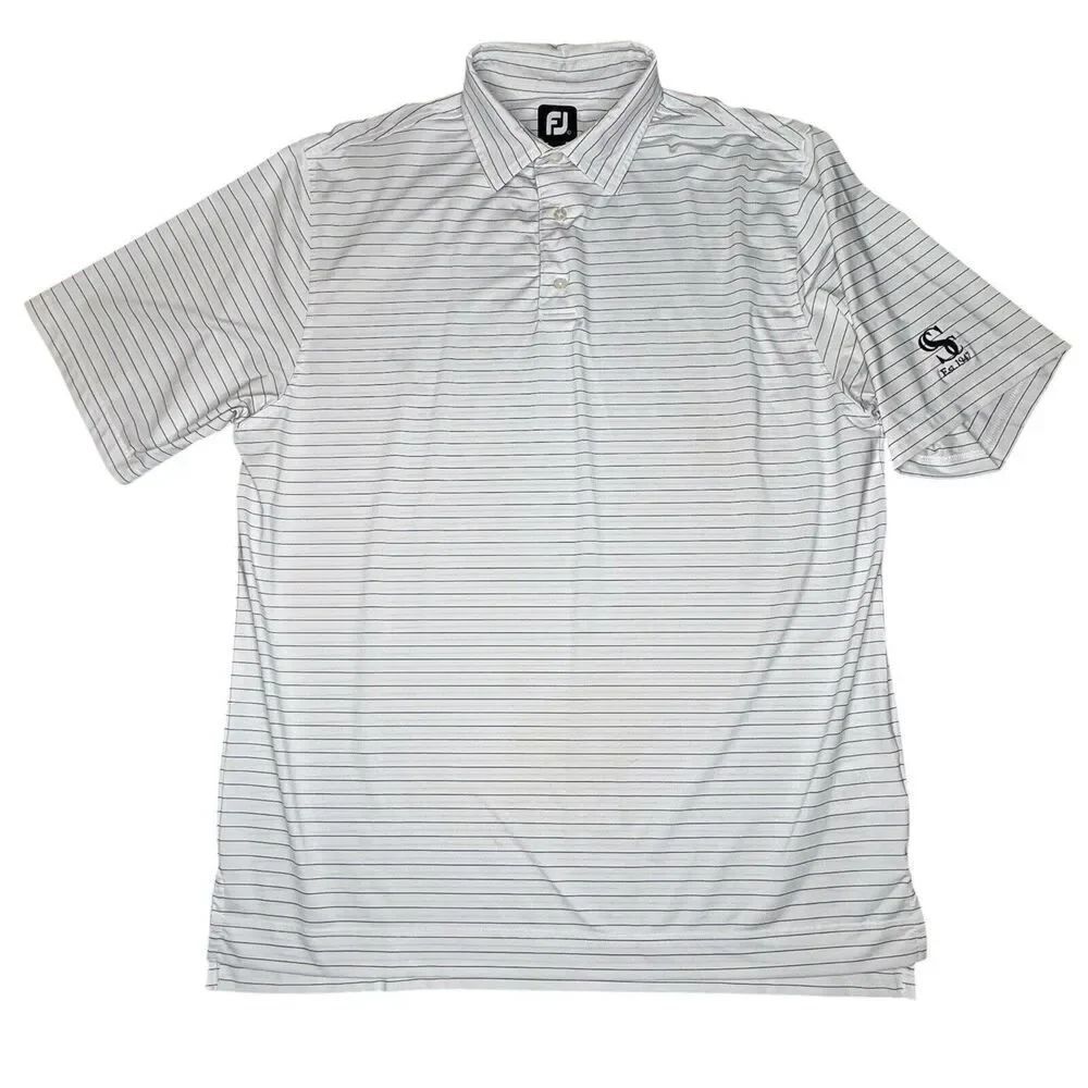 FootJoy FJ Golf Polo Men’s White Black Stripe Large CSC South Carolina Foot Joy